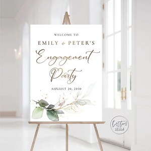 Custom design, Greenery Engagement Party Welcome Sign, We are engaged Welcome Sign, Engagement Party, Greenery, Eucalyptus, Herbal, HEB-22F
