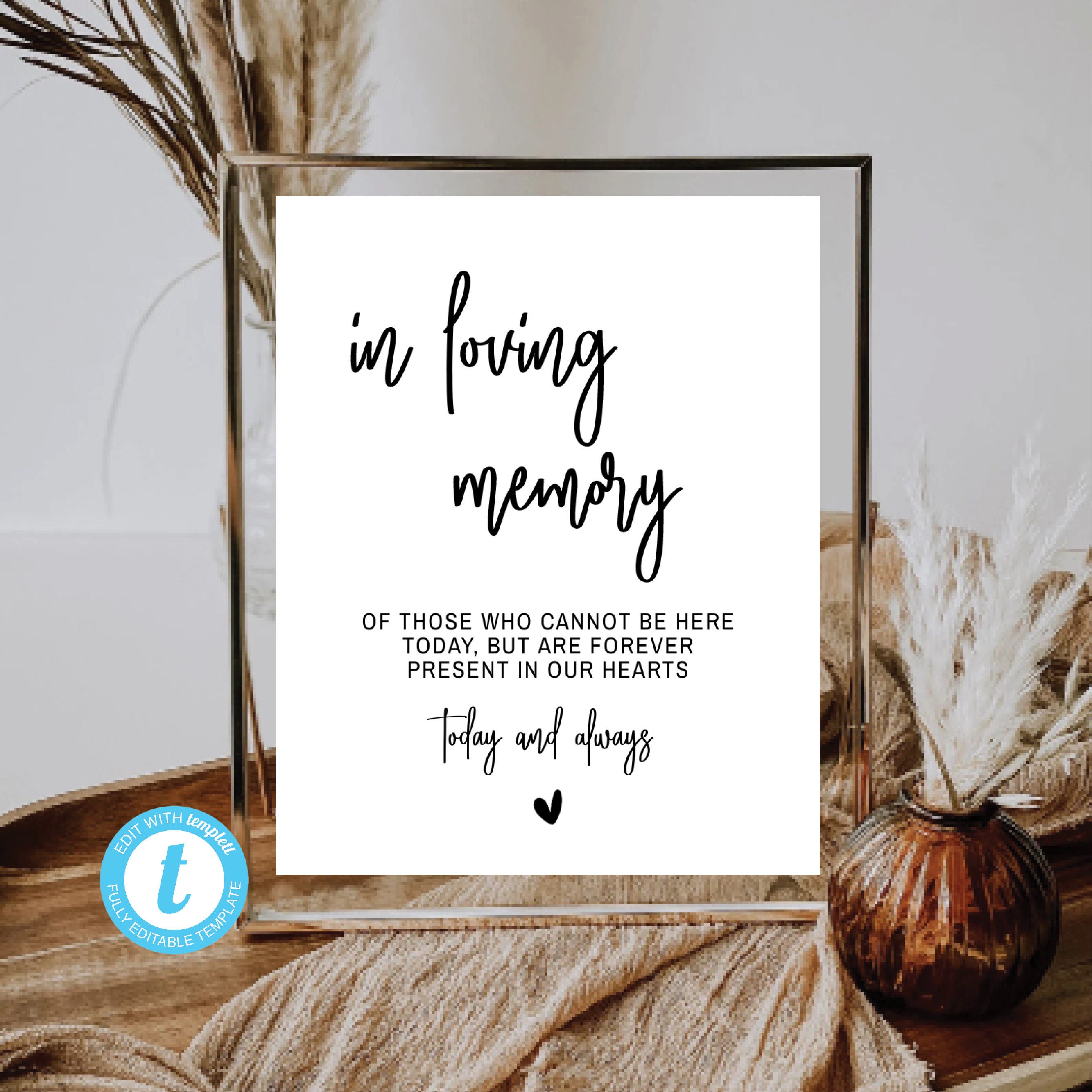 Printable in Memory Wedding Sign in Loving Memory Sign - Etsy