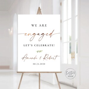 Custom design, We are engaged Welcome Sign, Engagement Party Welcome Sign, Modern Engagement Party Welcome Sign, Minimalist Engaged Sign