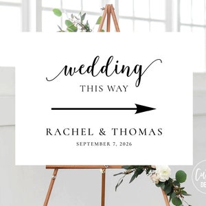 Custom design, Modern Wedding this way Sign, Direction Arrow Sign, Wedding direction sign, Parking Sign With Arrow, Minimalist Wedding Sign