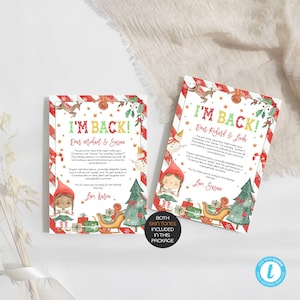 Modelo de carta de chegada de elfo feminino, elfo de Natal estou de volta, carta de chegada de elfo, carta de olá do elfo, nota de chegada de elfo, editável, Templett