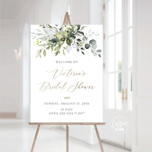 Custom design, Greenery Bridal Shower welcome Sign, Bridal brunch welcome Sign, Wedding shower sign, Eucalyptus, Herbal, Decoration, HEB-22A