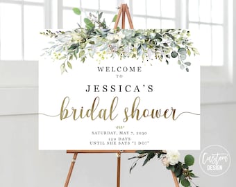 Custom design, Greenery Bridal Shower welcome Sign, Bridal brunch welcome Sign, Wedding shower sign, Eucalyptus, Herbal, Decoration, HEB-22B