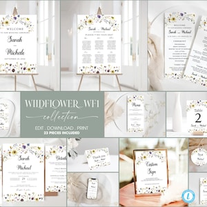 Wildflower Wedding Mega Bundle Template, Wedding Template Bundle 23 Pieces Included, Wedding Stationery, Rustic, Templett, Editable, WF1