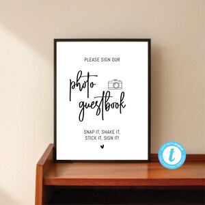 Printable Photo Guestbook Table Sign, Photo GuestBook Sign Template, Modern Wedding Photo Guest Book Sign, Polaroid Wedding Sign, Minimalist
