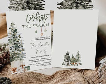 Editable Christmas Party Invitation Template: Winter Holiday Invite (Digital Download)