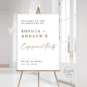 Custom design, Engagement Party Welcome Sign, Modern Engagement Party Sign, Minimalist Engaged Sign, He asked she said yes, we are engaged
