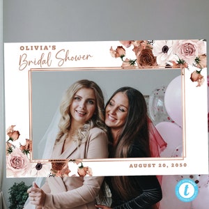 Silk Floral Bridal Shower Photo Booth Frame Template, Printable Bridal Shower Photo Prop, Wedding Photo Prop Frame, Editable, Templett, SF1
