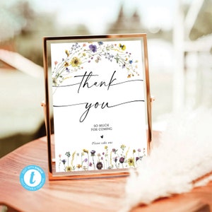 Wildflower Thank You Sign, Minimalist Wedding Sign, Thank You So Much For Coming Signature, Bridal Shower Gift Sign, Wildflower, Rustic, WF1