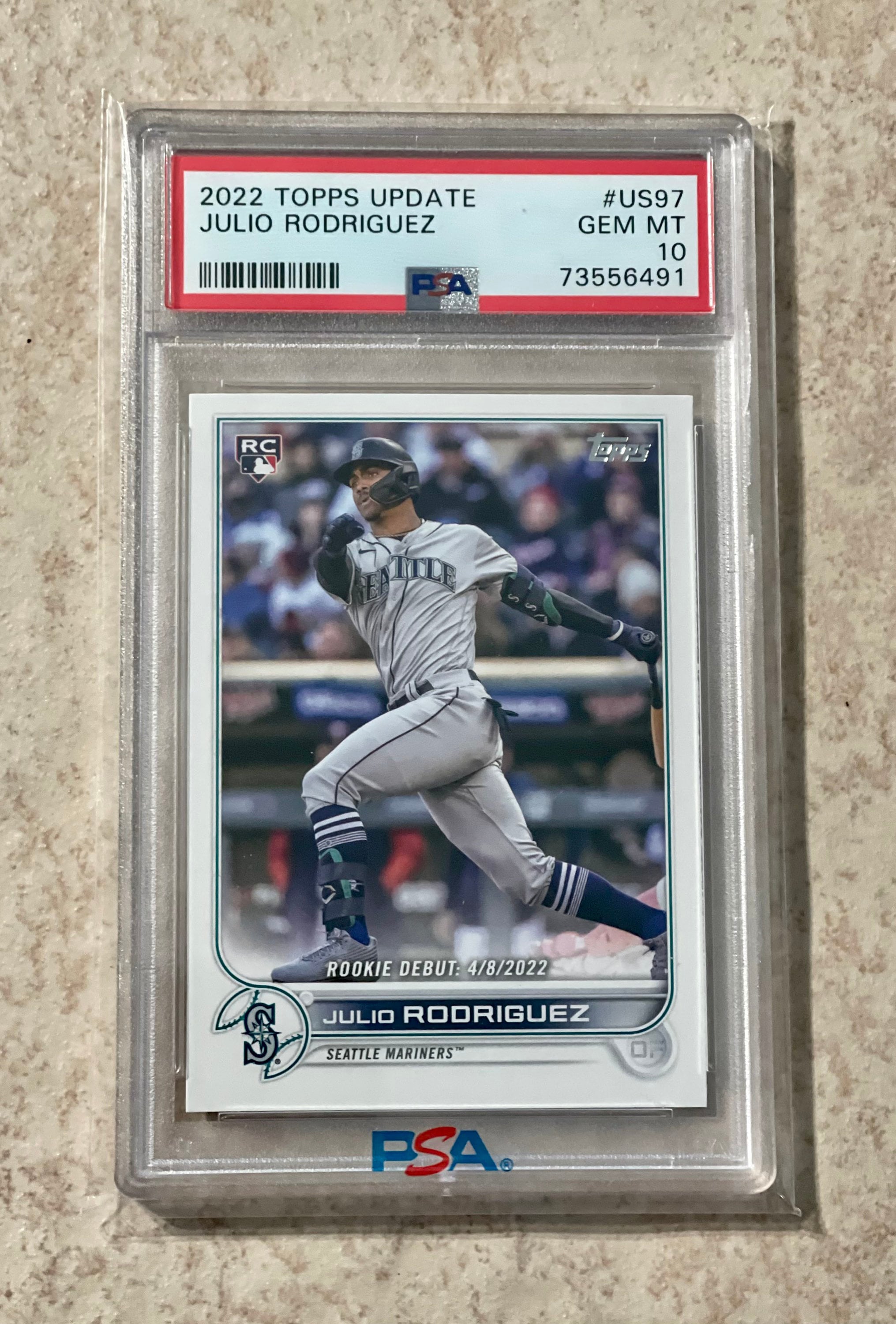 2022 Topps Update US97 Julio Rodriguez RC PSA 10 Gem Mint