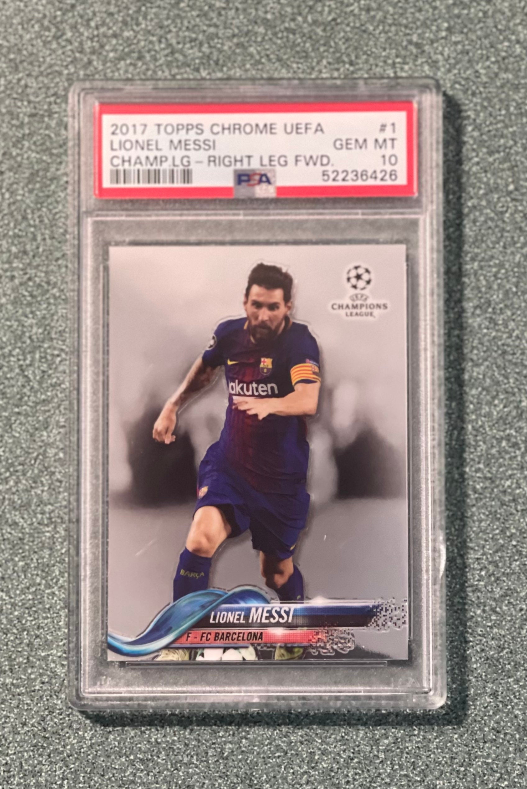 2017 Topps Chrome UEFA UCL Lionel Messi Right Leg #1 PSA 10