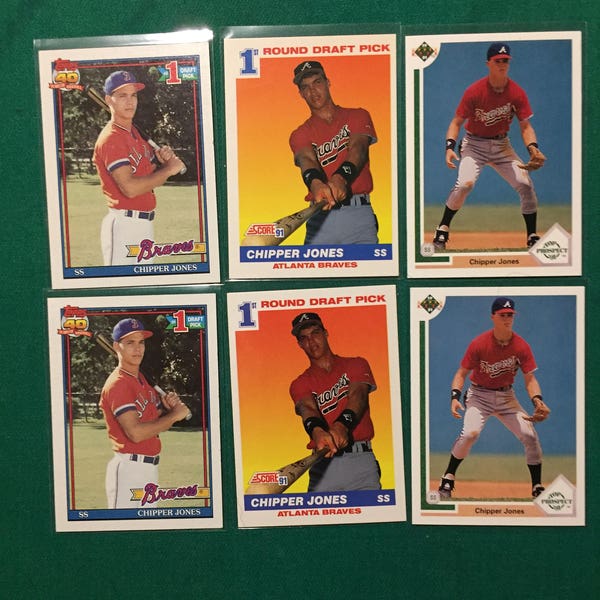 Chipper Jones Rookie Lot of 6 Cards - 2018 Hall of Famer!!!!!!!!!!!!!!