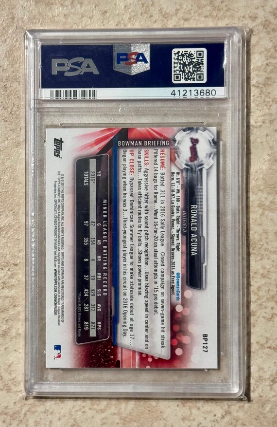 2017 Bowman 1st Ronald Acuna Jr. PSA 10 Gem Mint Rookie Card