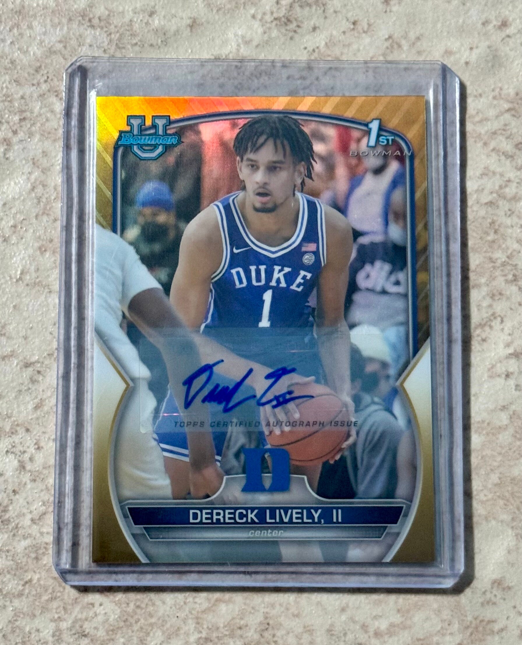 Derek Lively 1st Bowman Auto Gold /50 Duke Blue Devils Dallas 