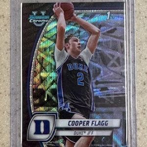 2024-25 Bowman U Chrome Cooper Flagg Black Wave Refractor 1st Bowman #16 Rookie Card RC Duke Blue Devils Dallas Mavericks #1 Overall