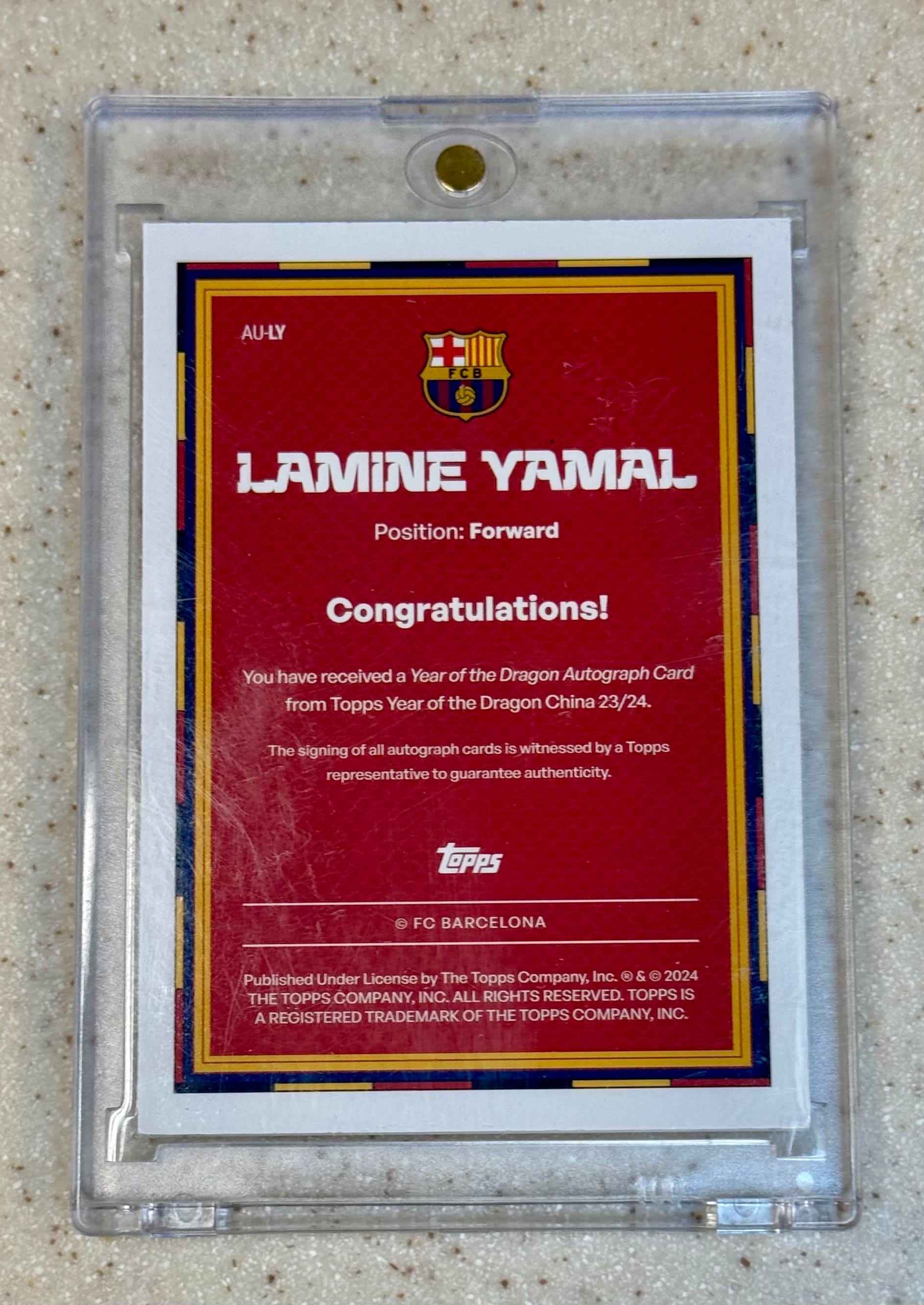 2024 Topps Barcelona Year of Dragon Lamine Yamal AU-LY RC 