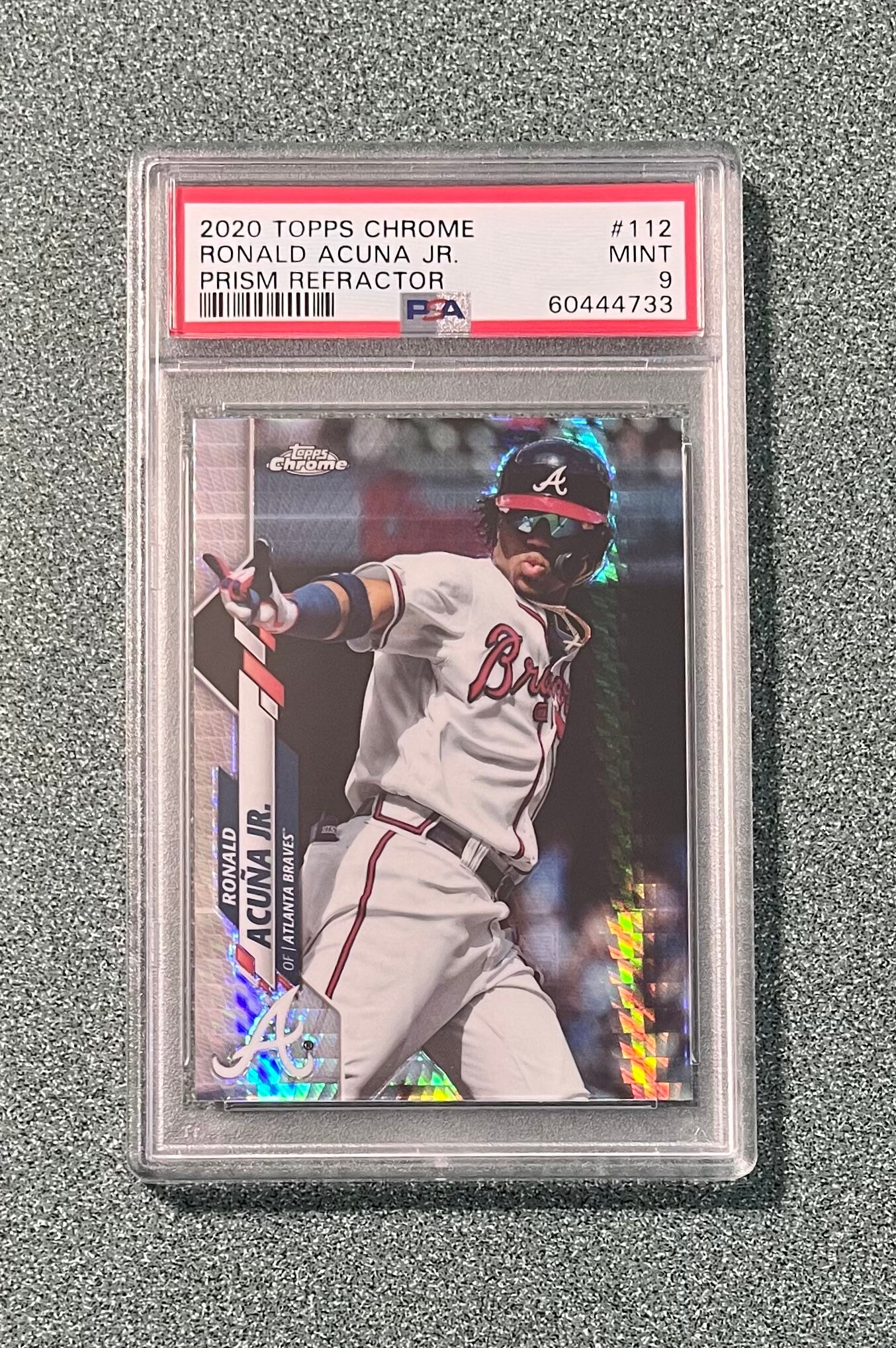 2020 Topps Chrome Ronald Acuna Jr Prizm Refractor #112 PSA 9 Mint Atlanta Braves