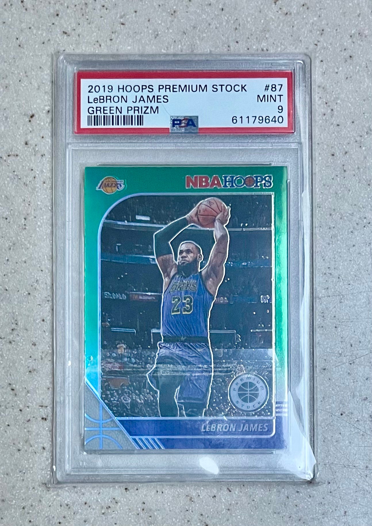 2019 Hoops Premium Stock Lebron James Green Prizm PSA 9 Mint