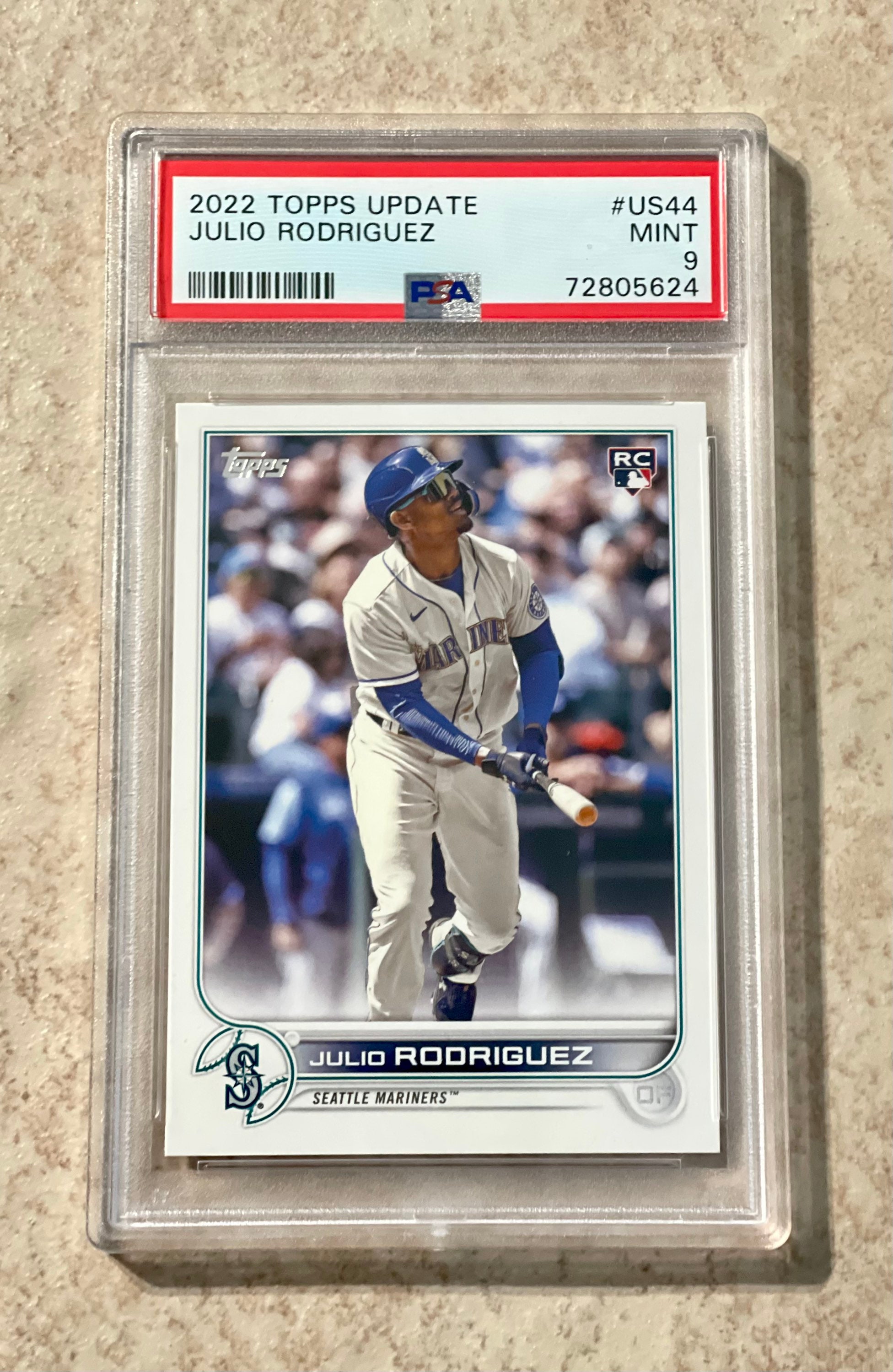 2022 Topps Update US44 Julio Rodriguez Mariners RC Rookie PSA 9 