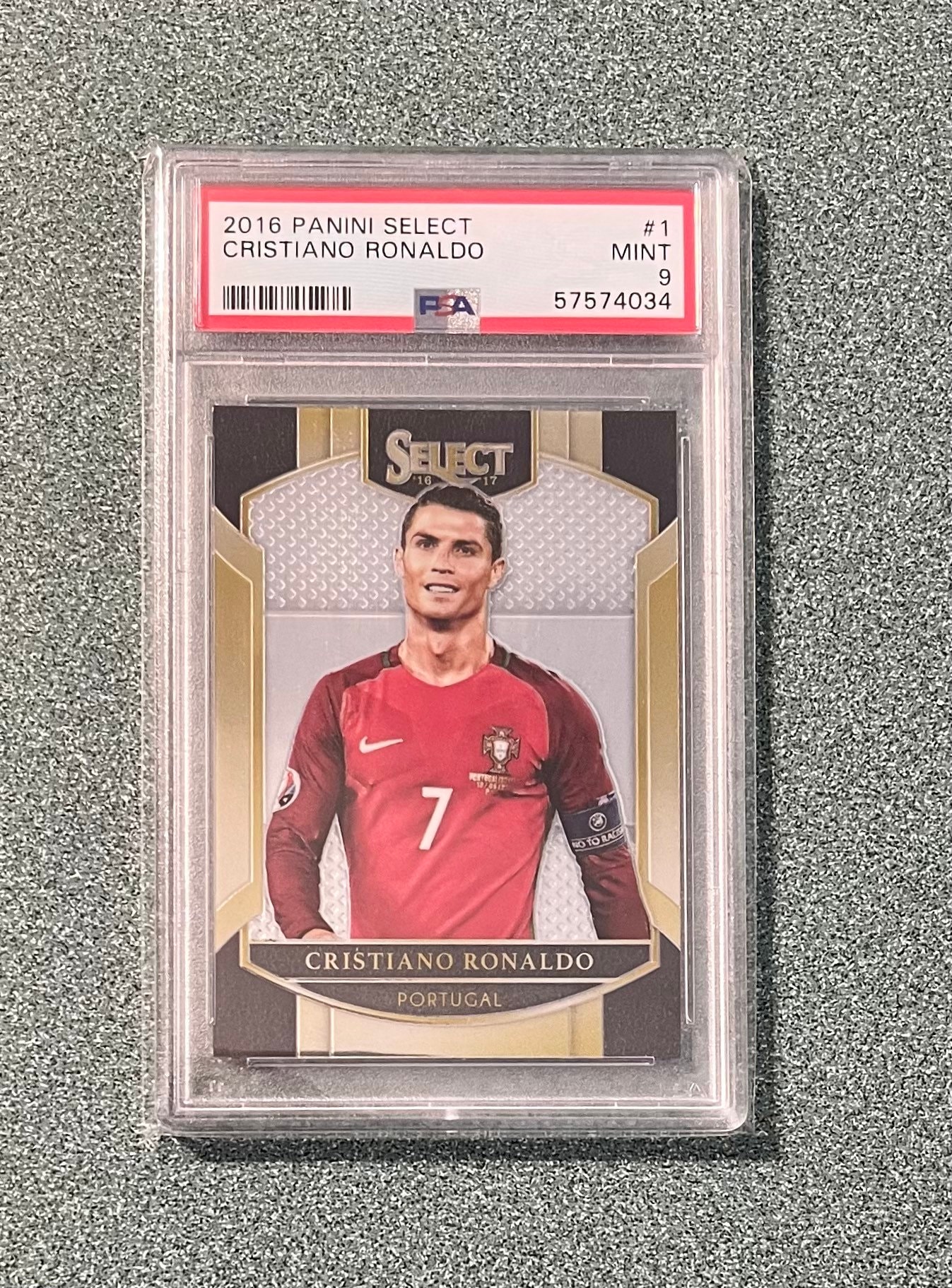 2016 Panini Select Soccer Portugal Cristiano Ronaldo #1 PSA 9 Mint