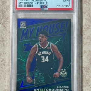 2019 Donruss Optic My House Purple Giannis #5 Bucks Basketball Karte PSA 9 Mint