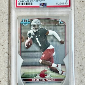 2022 Bowman University Chrome - Cameron Ward #34 (RC) PSA 9 Mint Rookie Card RC Miami Hurricanes Tennessee Titans