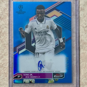 2022-23 Topps Finest UEFA Vini Jr. Vinicius Junior #A-V Blue Auto /150 Real Madrid