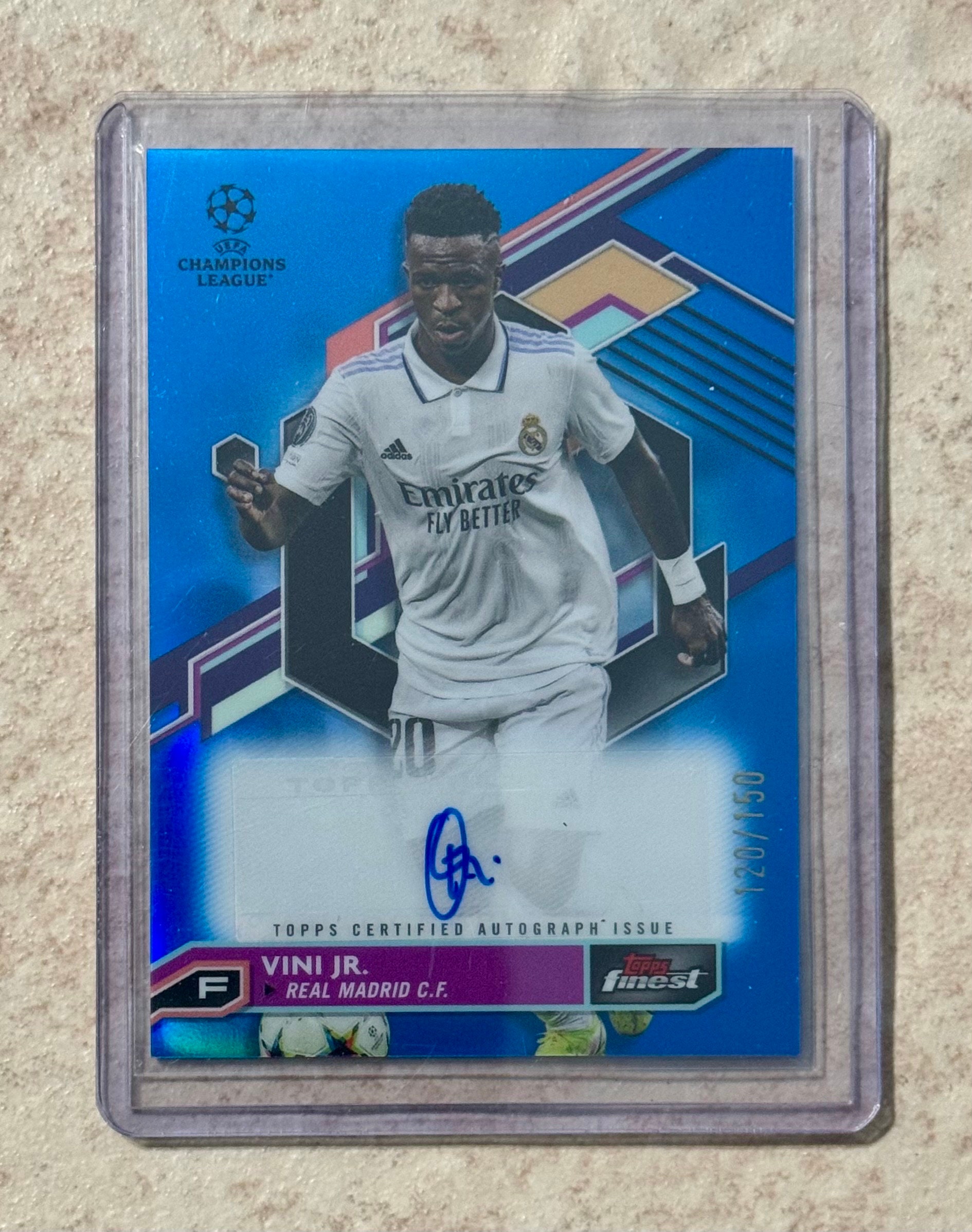 2022-23 Topps Finest UEFA Vini Jr. Vinicius Junior #A-V Blue Auto 