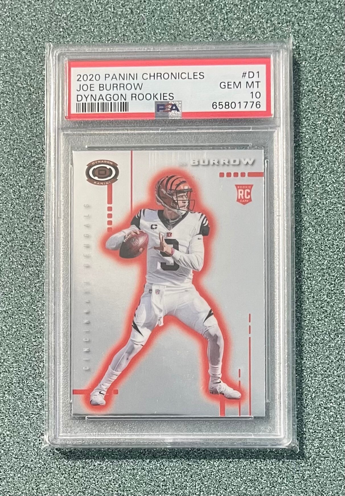 2020 Panini Chronicles JOE BURROW Gridiron Kings ROOKIE CARD #GK1 Gem Mint 10 - Foto 2