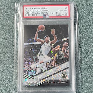 2018-19 Panini Prizm Go Hard oder Home Fast Break Giannis Antetokounmpo #9 PSA 10 Gem Mint
