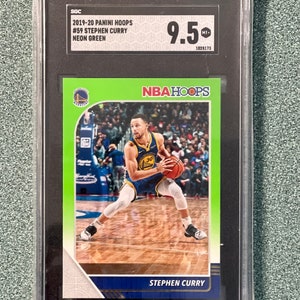 Pop 1 ! Créoles NBA 2019-20 #59 Stephen Curry vert fluo PSA 9 menthe Exclusivité Australie