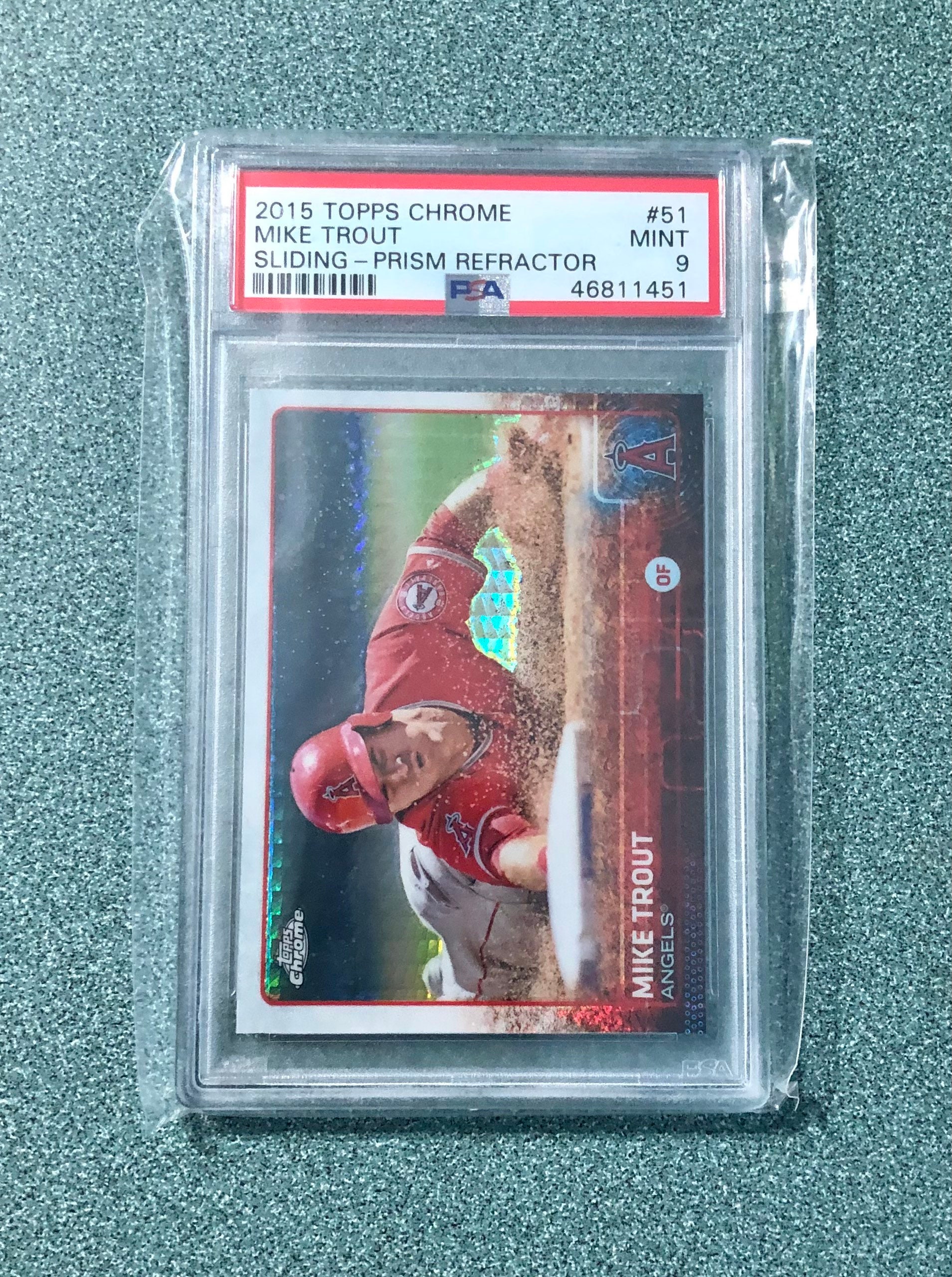 2015 Topps Chrome Prizm Refractor Mike Trout Sliding 51 PSA 9 - Etsy India