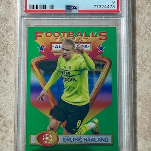 2021-22 Topps Finest Flashback UCL Soccer #9 Erling Haaland PSA 9 Mint