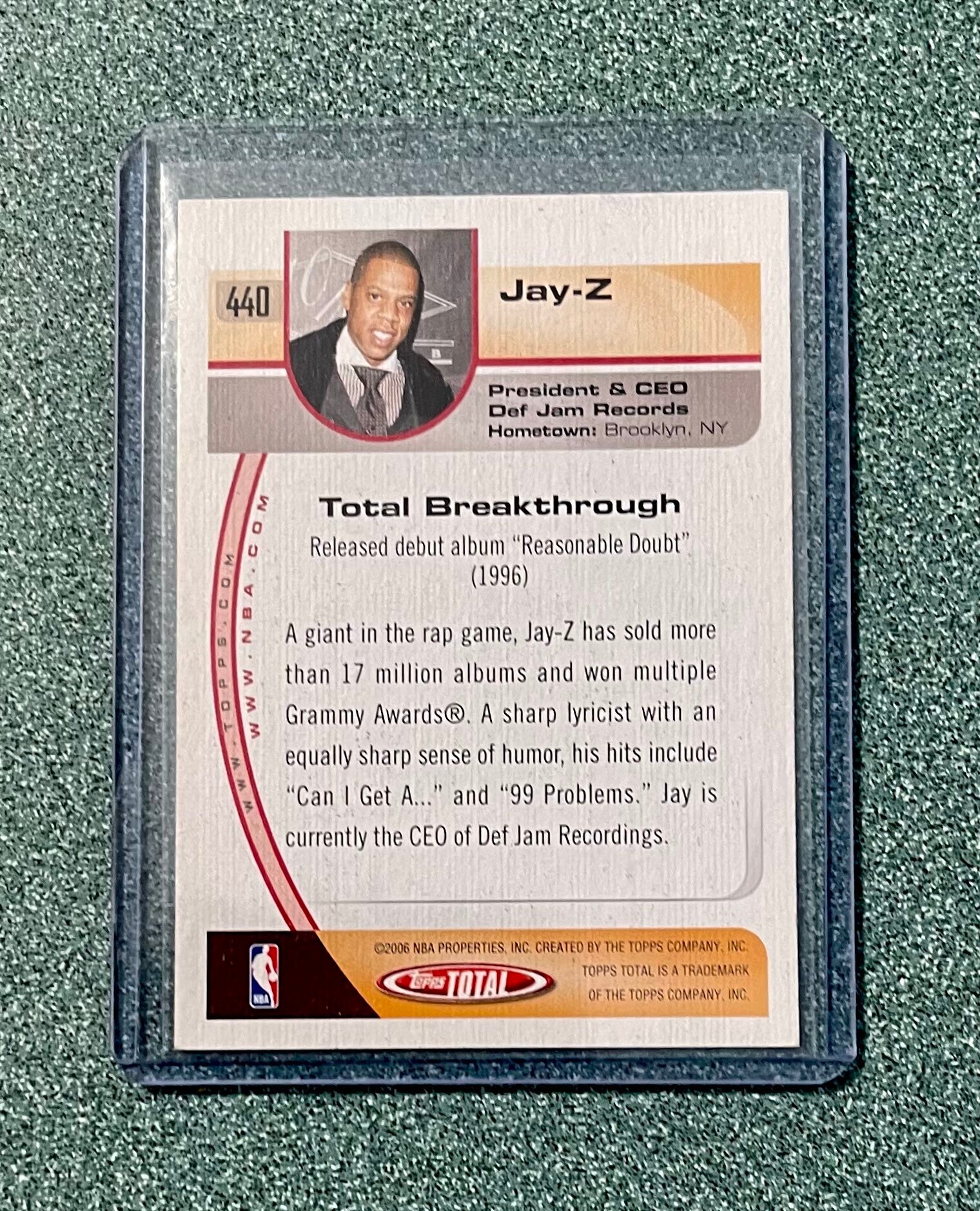 JAY-Z 2005-06 Topps Total Basketball Rookie Card 440 CEO Def - Etsy