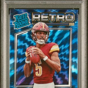 2024 PANINI Donruss Rated Rookies Retro #11 Jayden Daniels Rookie RC PSA 9 Mint Washington Commanders Red Hot
