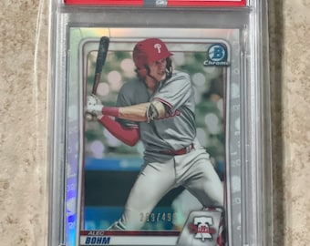 2020 Bowman Chrome Alec Bohm Refractor #d/499 PSA 9 Tarjeta de novato menta