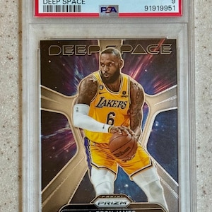 2023-24 Panini Prizm Deep Space #7 LeBron James  Cleveland Cavaliers PSA 9 Mint Los Angeles Lakers