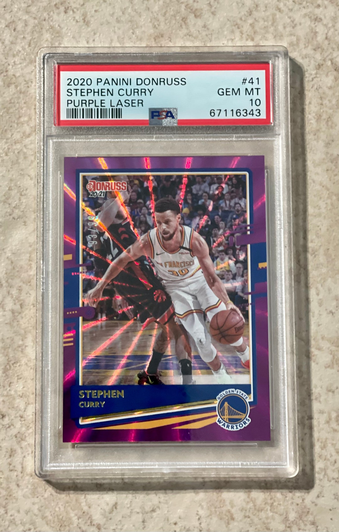 2020 Donruss Purple Laser Ssp /99 #41 Stephen Curry PSA 10 Pop 3  