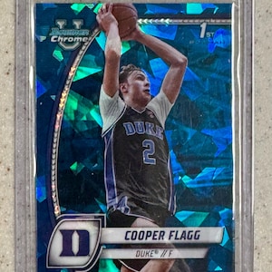 2024-25 Bowman Chrome University Cooper Flagg #16 Sapphire - Rookie Card RC Duke Blue Devils Dallas Mavericks #1 Overall