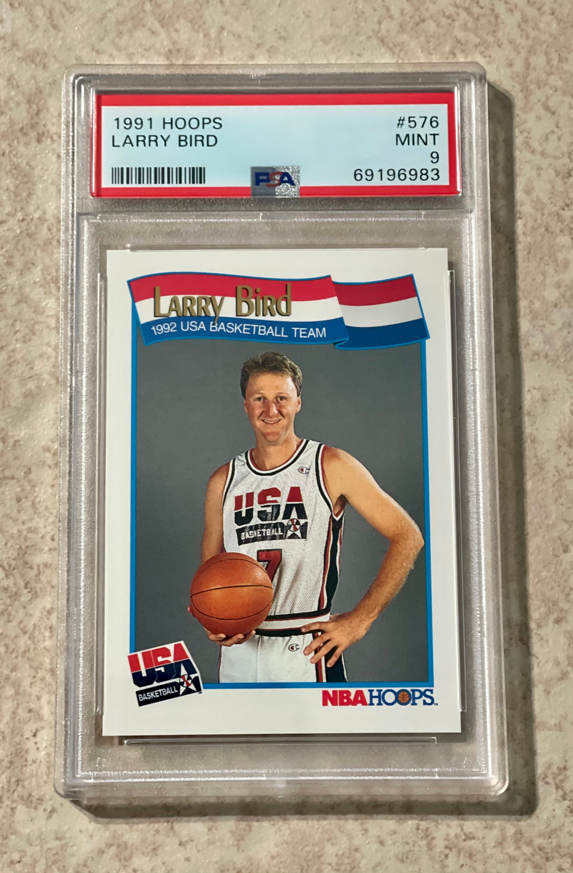 1991 Hoops Larry Bird USA #576 PSA Mint Boston Celtics Italia
