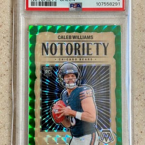 2024 Panini Mosaic Caleb Williams #18 RC Rookie Notoriety Green Prizm PSA 9 Mint Rookie Card RC Chicago Bears