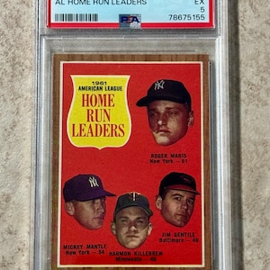 1962 Topps #53 Roger Maris-Mickey Mantle-Harmon Killebrew PSA 5