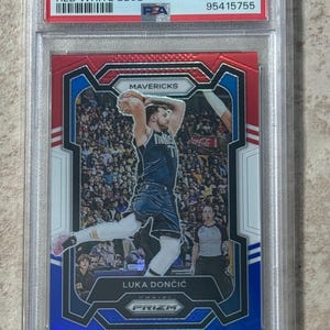 2023 Panini Prizm Luka Doncic #110 Rouge Blanc Bleu Prizm PSA 10 Gem Mint Dallas Mavericks