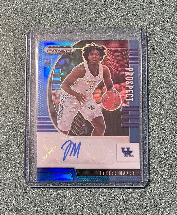 2020-21 Panini Prizm Draft Picks Tyrese Maxey Blue Rookie Auto #d 