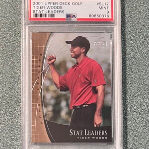 2001 Upper Deck Stat Leaders #SL17 Tiger Woods RC Rookie PSA 9 Mint