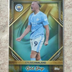 Erling Haaland #159/180 Green Refractor Gold Drip Manchester City 2024 Topps