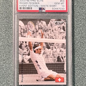 Camisa branca do evento Netpro Elite Roger Federer 2003 Rookie RC #E3 PSA 10 Gem Mint