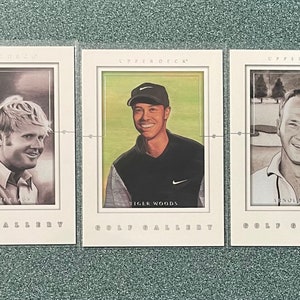 2001 Upper Deck Golf Gallery Tiger Woods Rookie Card, Jack Nicholas, & Arnold Palmer
