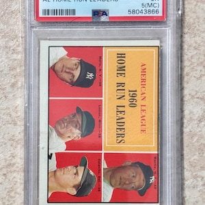 Líderes de RH da Topps AL 1961 44 Mantle Maris PSA 5 mc