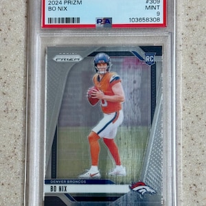 2024 PANINI Prizm #309 Bo Nix Rookie RC PSA 9 Mint Denver Broncos